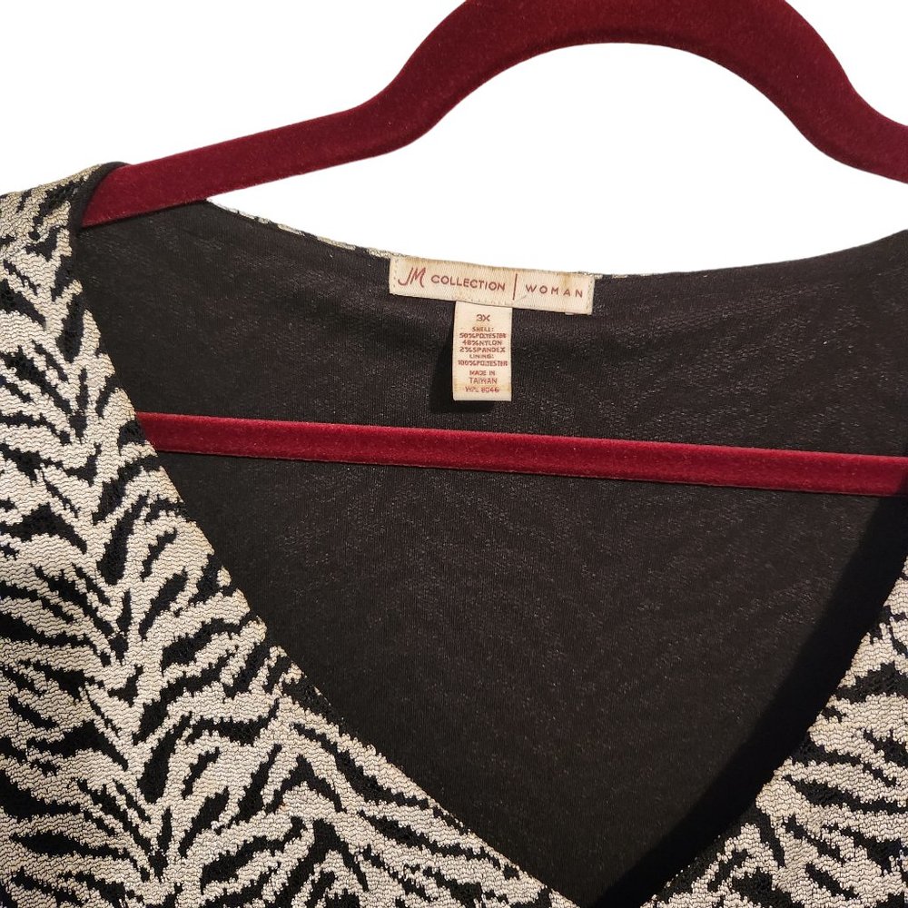 Beautiful Zebra Print JM Collection Woman Tunic Size 3X - Picture 2 of 5